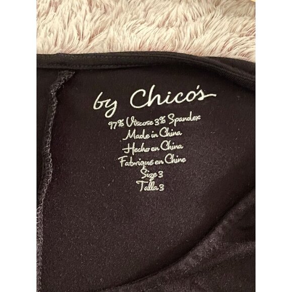 Asymmetrical Black Tunic Dress By Chicos Size 3 Whimsy Goth, Flowing‎ - Picture 2 of 13